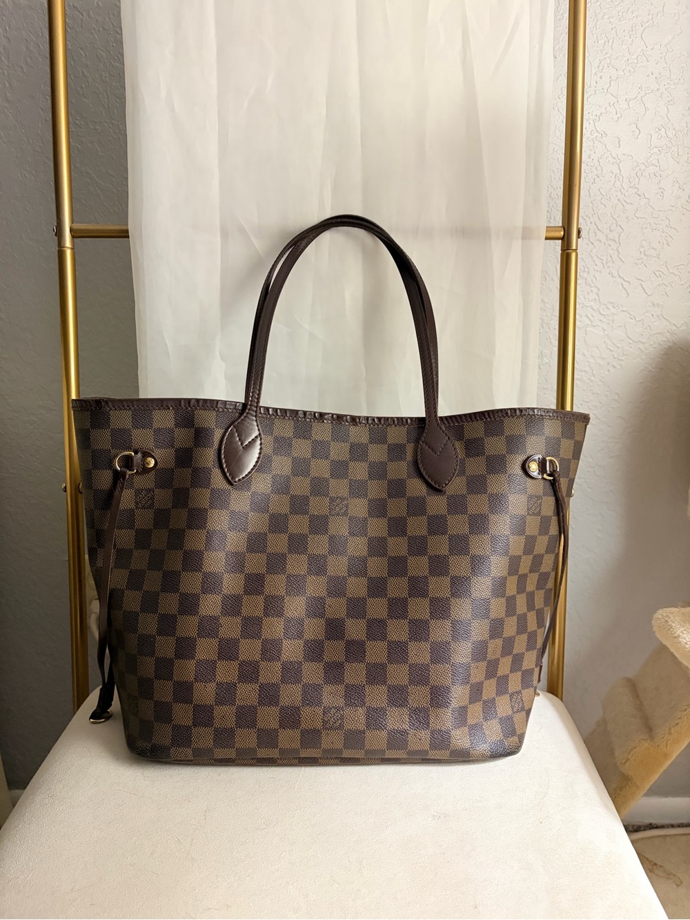 Authentic Louis Vuitton Neverfull MM Brown Ebene